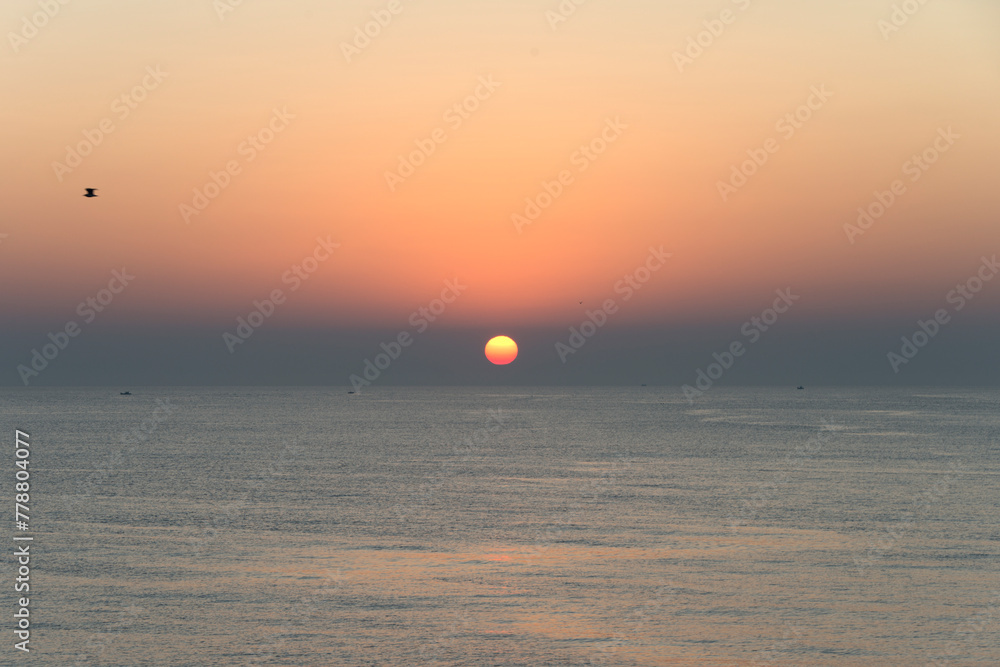 View of the sunrise on the sea