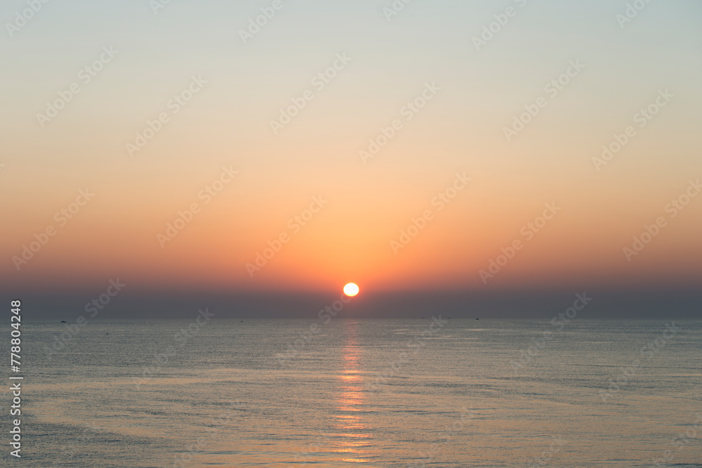 View of the sunrise on the sea