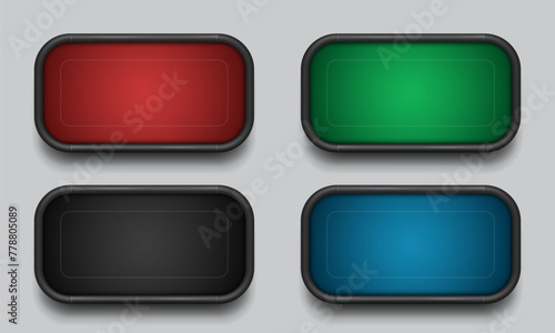 Poker tables of different colors. Vector illustration.