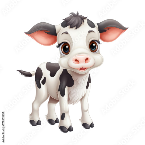 cartoon cow looking isolated on white