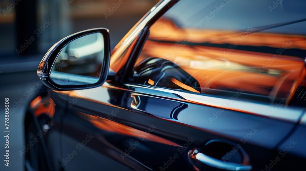 Rear view mirror in a car. Road control Rear view mirror in a car. Road control