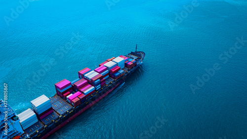 Canvas Print Aerial view of the  Business trip with ship the partner connection Container Car