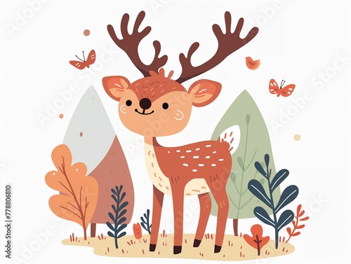 Whimsical Deer in a Forest Clearing