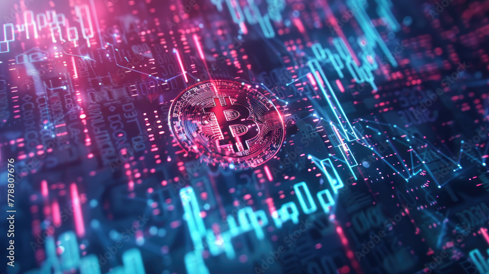 Bitcoin Halving Financial Market Concept, Abstract Financial Market Graph Background Bitcoin Halving Financial Market Concept, Abstract Financial Market Graph Background