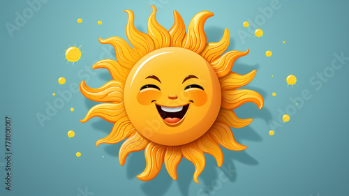 A cute and playful logo icon of a smiling sun.