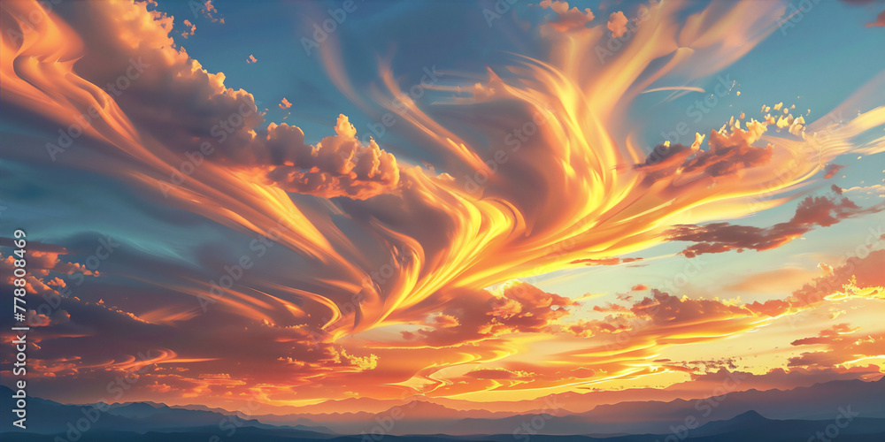 Sunrise sky with dramatic Lenticular clouds