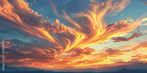 Sunrise sky with dramatic Lenticular clouds #778808469