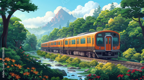 A Train Traveling Through a Lush Green Forest