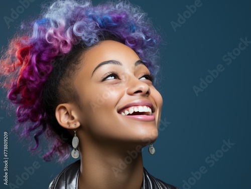Smiling Woman With Colorful Hair