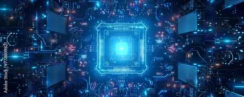 futuristic micro chip representing the futuristic big data.