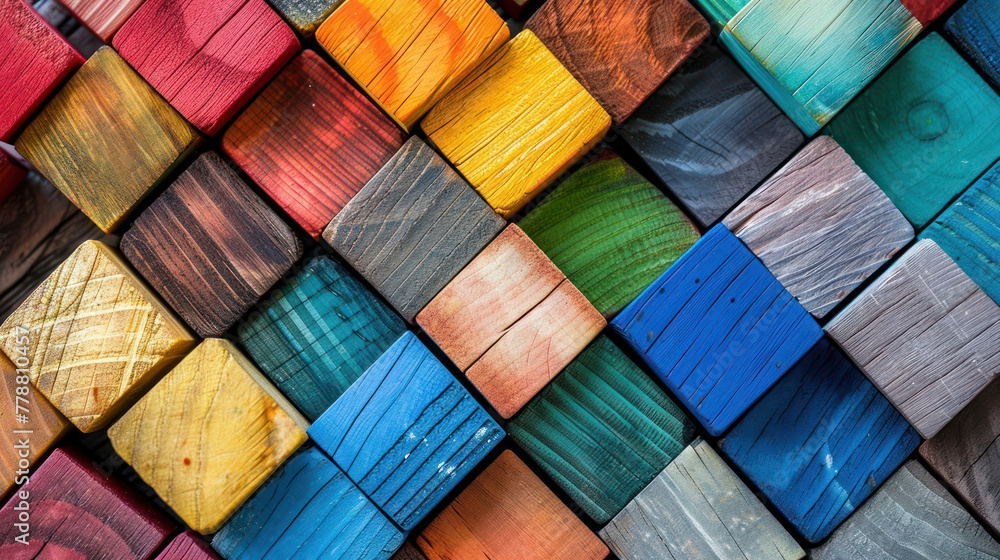 Close Up of a Colorful Wooden Wall Close Up of a Colorful Wooden Wall
