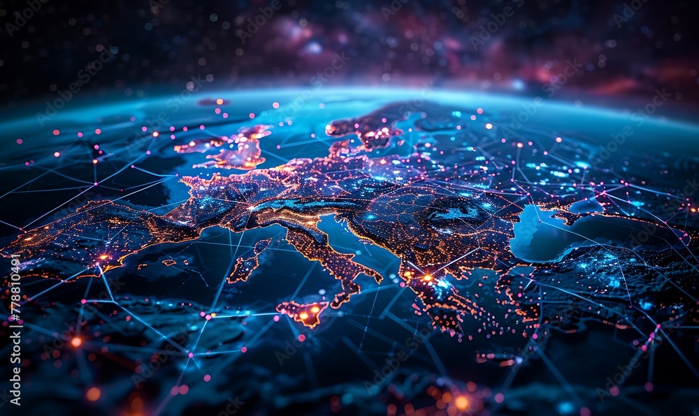Scandinavian map, Innovating Global Connectivity Through Digital Mapping, Cyber Tech, and Information Exchange. Enhancing Northern Europe's Network Dynamics