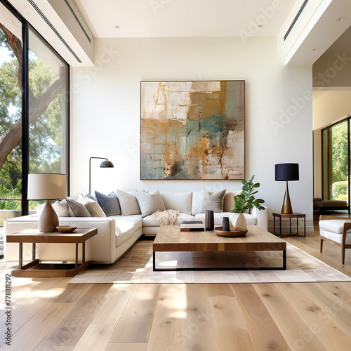 Art deco interior design of modern living room, home.