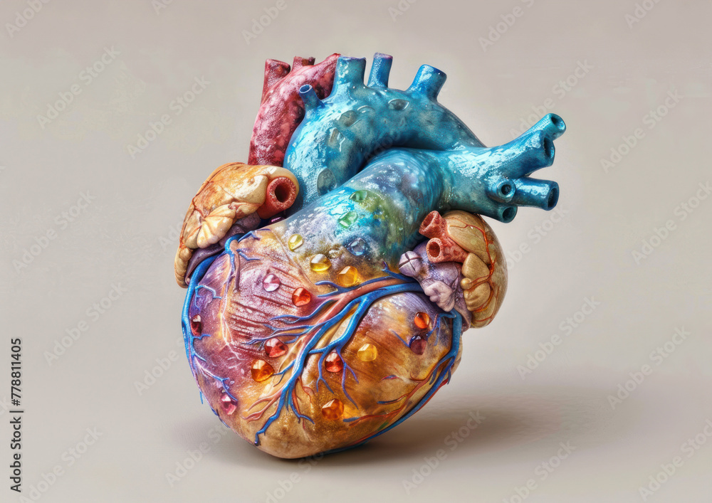 Naklejka premium Model of a Human Heart Displayed
