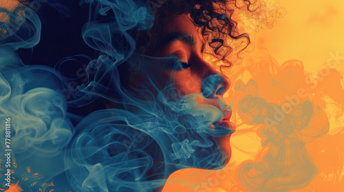 Womans Face Emitting Smoke