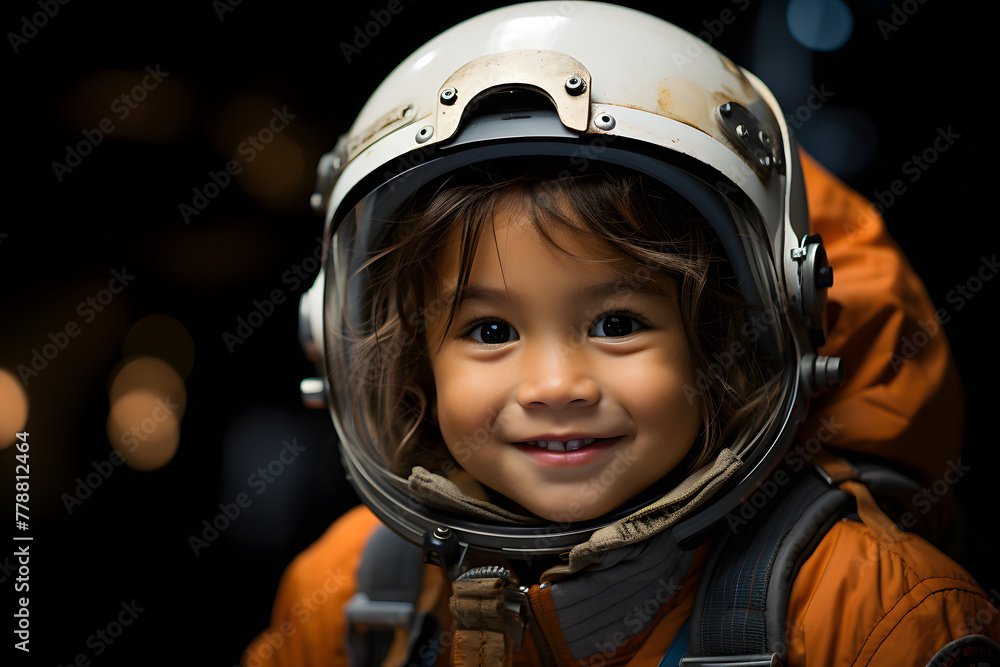 Kid Dressed as Astronaut Smiling at the Camera. Kid Dressed as Astronaut Smiling at the Camera.