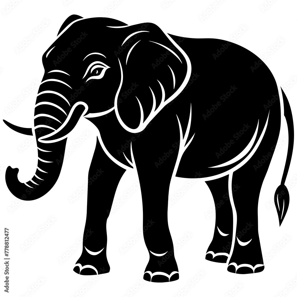 elephant isolated on white, black elephant silhouette vector illustration,icon,svg,pet,elephant characters,Holiday t shirt,Hand drawn trendy Vector illustration,elephant on black background