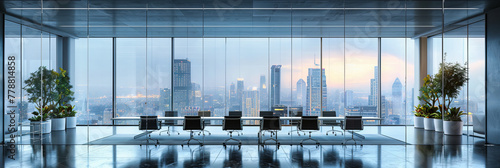 Wallpaper Mural Contemporary Business Office with City Views, Featuring a Sleek Design and Modern Amenities for a Professional Work Environment Torontodigital.ca