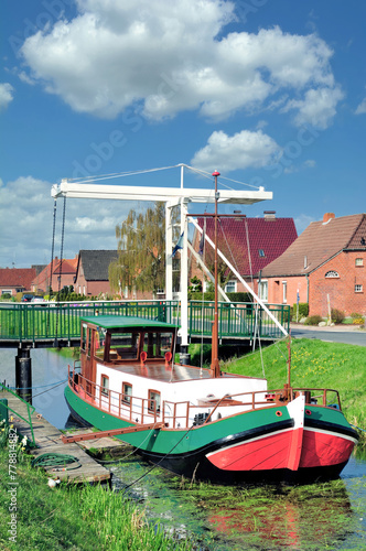 idyllic Moorland Canal called Fehnkanal in East Frisia lower Saxony Germany