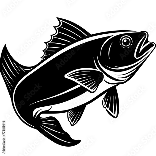 Wallpaper Mural black and white fish, black fish, silhouette vector illustration,icon,svg,pet,goldfish characters,Holiday t shirt,Hand drawn trendy Vector illustration,fish on black background Torontodigital.ca