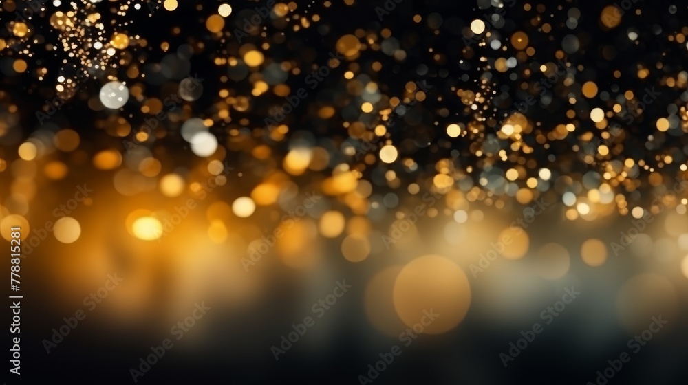 bokeh light with glitter against a black background. Generative AI
