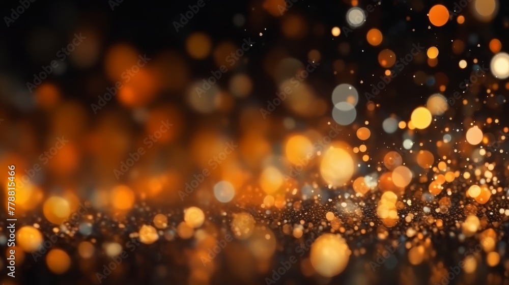 bokeh light with glitter against a black background. Generative AI bokeh light with glitter against a black background. Generative AI