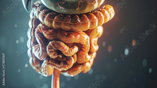 Exploring the Human Body, 3D Illustration of Human Digestive System Anatomy photo