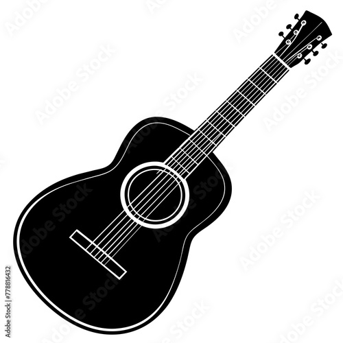 acoustic guitar isolated on white, black guitar silhouette vector illustration,icon,svg,acoustic guitar characters,Holiday t shirt,Hand drawn trendy Vector illustration,guitar on black background