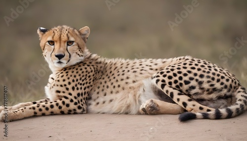 A-Cheetah-With-Its-Tail-Curled-Around-Its-Body-Re- 2