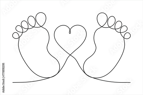 
Continuous single line Baby foot one line style. Hand drawing. stock illustration