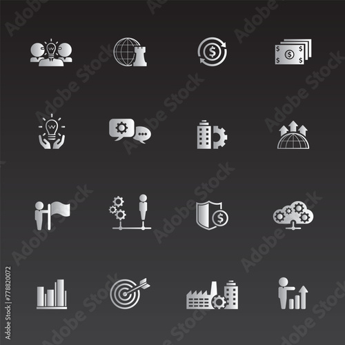 Universal business management and human resources icon set. Universal icons for web and mobile. Vector.	