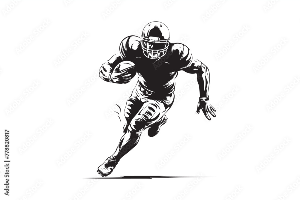 Silhouette of a American football man vector. rugby. american footballer