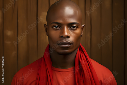 Confident African Man: Bold in Red.