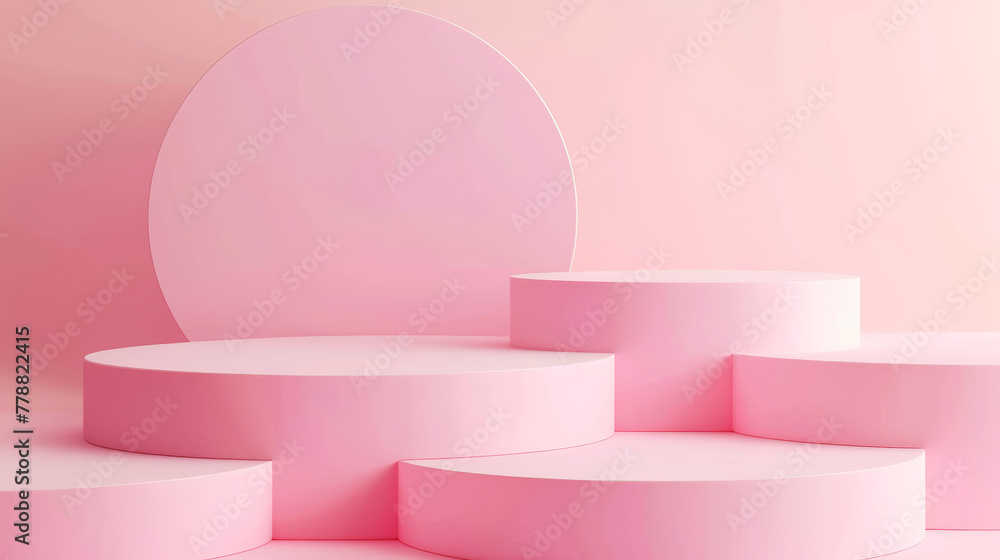 Abstract 3D background with soft geometric shapes in light pastel pink color digital minimalism. Generative AI Abstract 3D background with soft geometric shapes in light pastel pink color digital minimalism. Generative AI