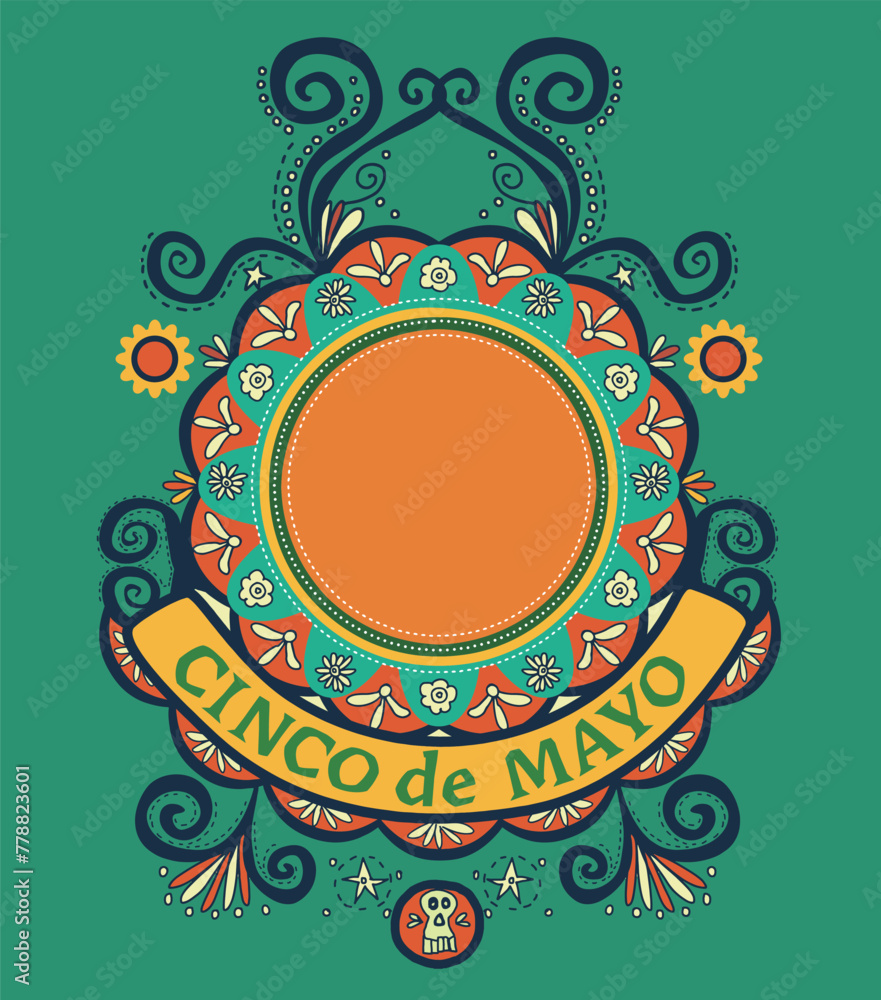 Cinco de Mayo, May 5. Celebrating Mexican heritage. Fiesta banner design. Vector illustration. Dia De Muertos