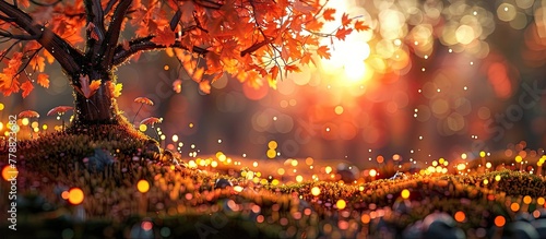 D Clay An Enchanting Autumn Forest at Sunset with Bokeh Lights