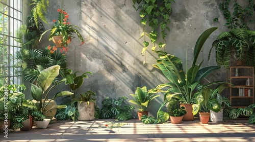 plants in a room with window