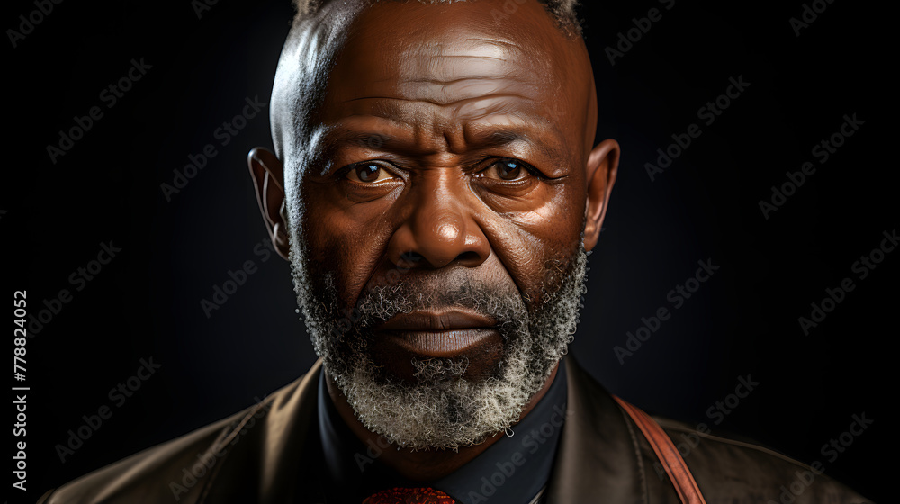 African Gentleman Illustrative Portrait against Plain Studio Wall. African Gentleman Illustrative Portrait against Plain Studio Wall.