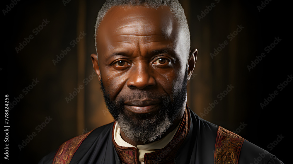 African Gentleman Illustrative Portrait against Plain Studio Wall. African Gentleman Illustrative Portrait against Plain Studio Wall.