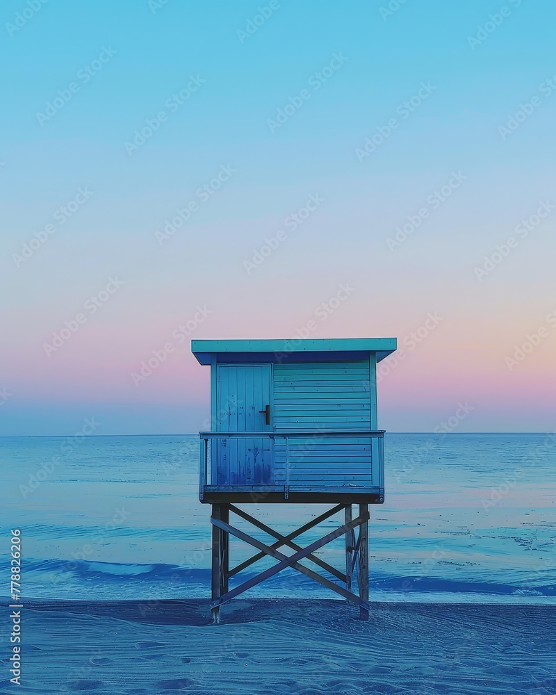 Lifeguard tower overlooking the ocean, Deep Sea Blues,Artistic Documentary,Retro,,, Lifeguard tower overlooking the ocean, Deep Sea Blues,Artistic Documentary,Retro,,,