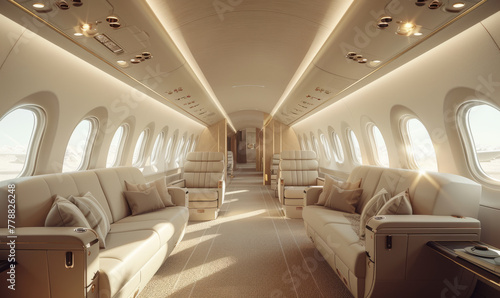 Airplane with high luxury interior and awesome seats photo