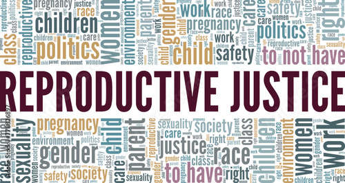 Reproductive Justice word cloud conceptual design isolated on white background.
