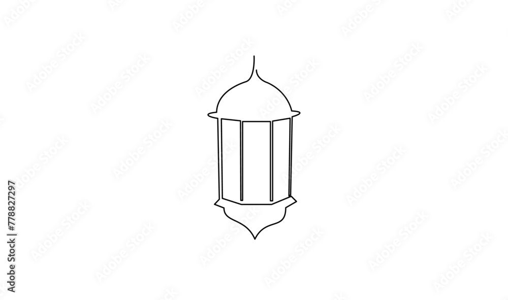 Lantern ramadan continuous line drawing decorative design on white background Lantern ramadan continuous line drawing decorative design on white background
