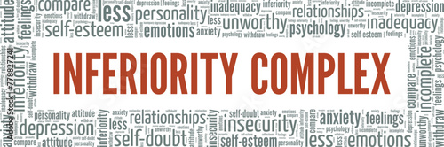 Inferiority Complex word cloud conceptual design isolated on white background.