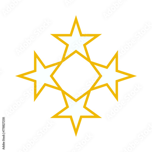 Hollow Four Gold Stars Cross Icon