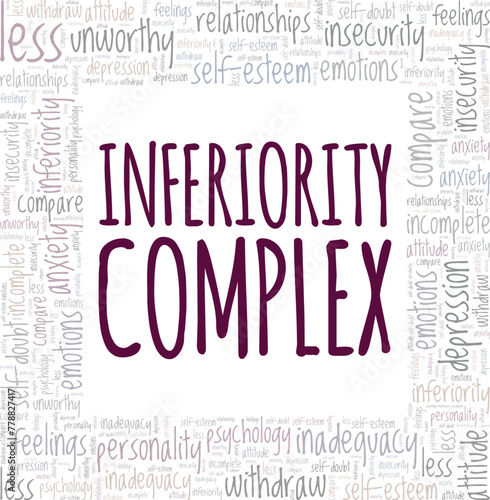 Inferiority Complex word cloud conceptual design isolated on white background.