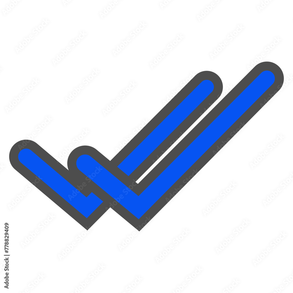 Done all icon, yes and no buttons, vector illustration. Done all icon, yes and no buttons, vector illustration.