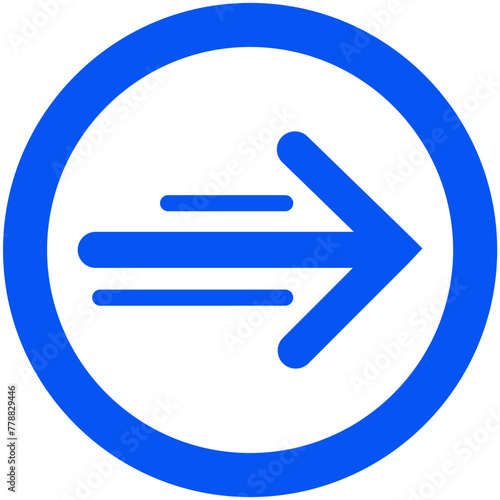 Blue arrow circle rright, blue arrow sign, vector illustration.