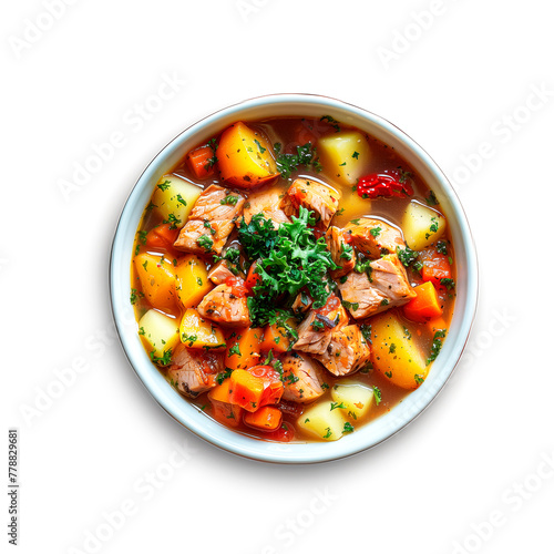 Savory Symphony: A Bowl of Hearty Soup With Tender Meat and Fresh Vegetables. Generative AI