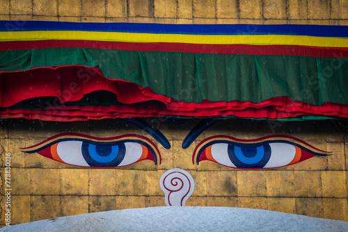 buddha eyes at tibetan style stupa